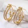 Exquisite  Gold Color Metal Inlaid Cubic Zirconia Dangle Earrings for Women Engagement Wedding Earrings Jewelry