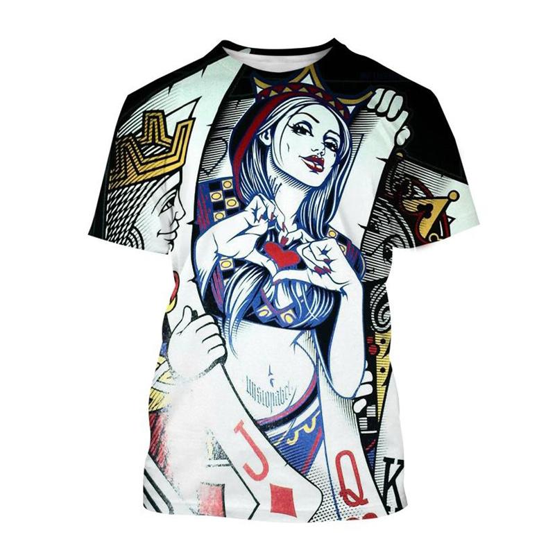 Retro 3D Tisk Kostky Poker Tričko Pro Muže Kreativní Cool Letní Krátkorukávová Trička Osobnost Streetwear Tričko Topy Oblečení