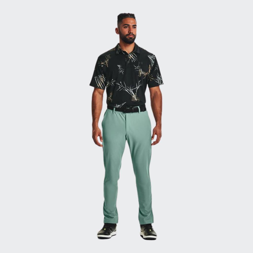 Under Armour Color Block Brand Logo Print Golf Sports Short Sleeve Polo Shirt Men Polo Shirts Black 1327037-052