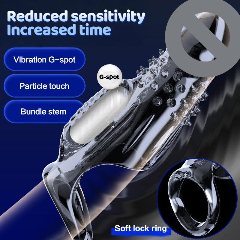 Men Vibrating Cock Ring Dildo Enlarger Penis Training Sex Toy Reusable Cock Sleeve Couple Vibrator Delay Ejaculation Erection