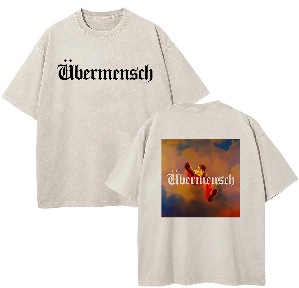 

100% Хлопковая футболка G-Dragon World Tour Футболки Новый Альбом Übermensch Мужская/женская Футболка Оверсайз Топы Минеральной Стирки S