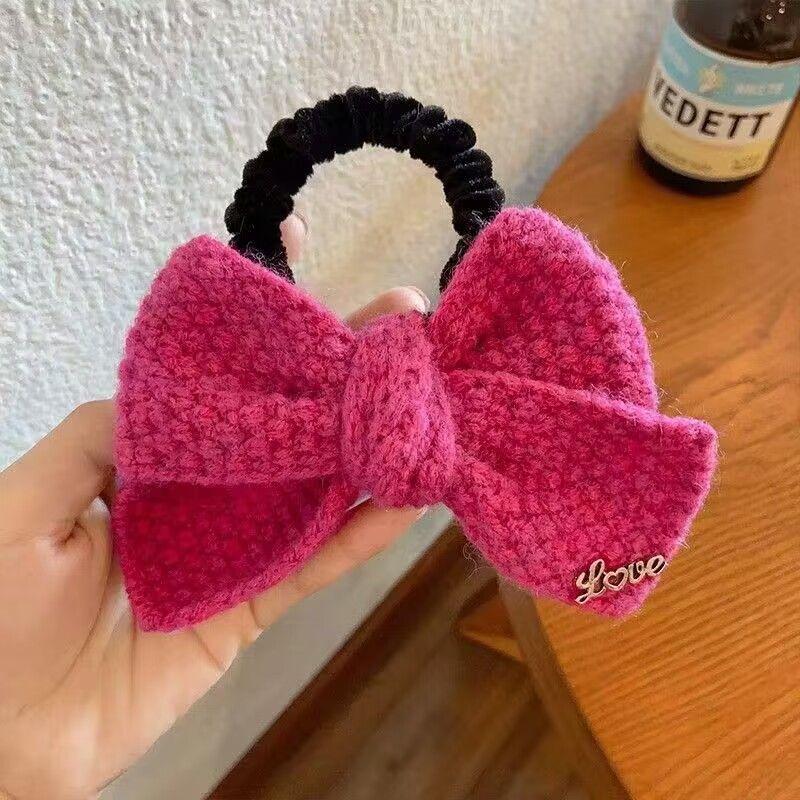 

1 Fall/winter knitted bow for adult hair tie Hair tie hair circle hair tie sweet hair accessory Size fits all