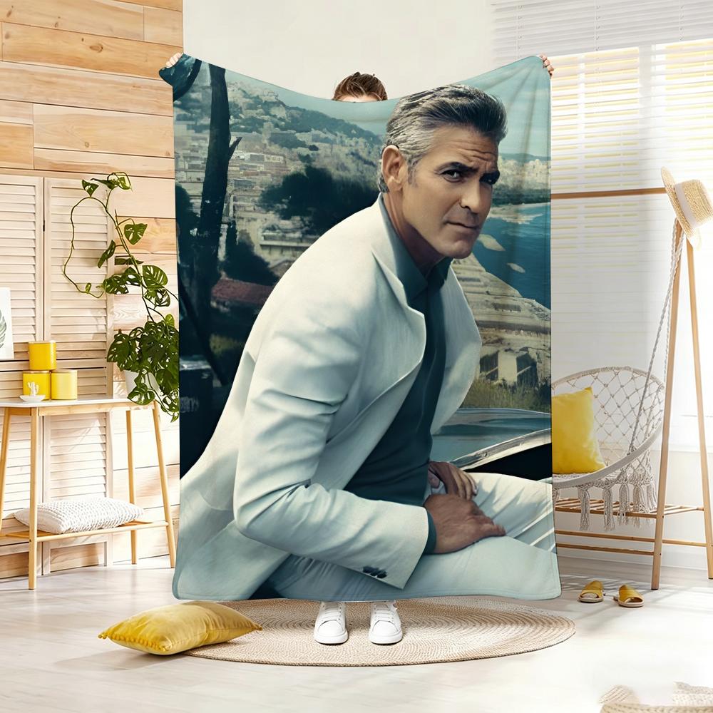 Celebrity G-Georges Clooneys Throw Lightweight 240G Flannel Blanket Soft Skin-Friendly For Summer Cooling