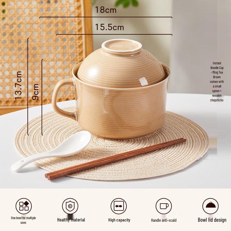Ceramic Instant Noodle Bowl with Lid