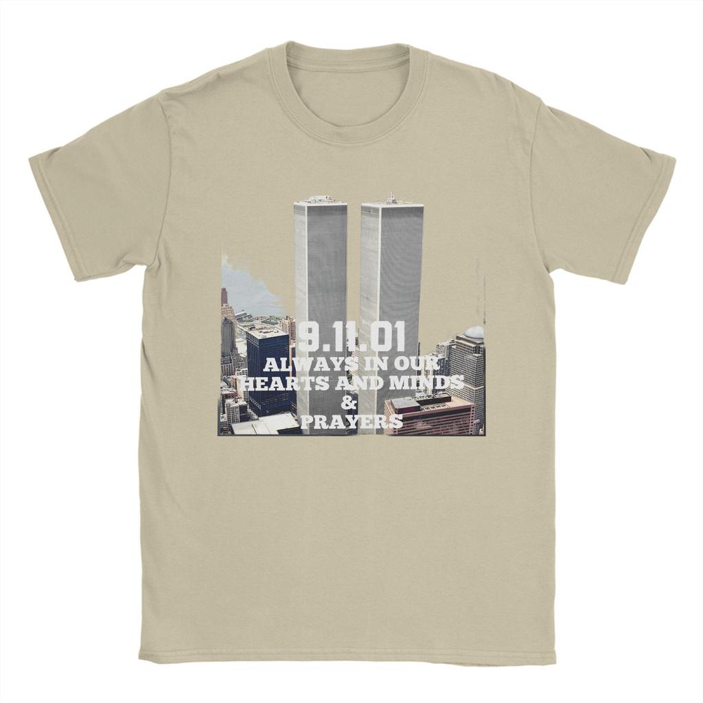 911 Anniversary Memorial Day T Shirt Men's  100% Cotton Fashion T-Shirt Never Forget Twin Towers  Tees Short Sleeve Clothes