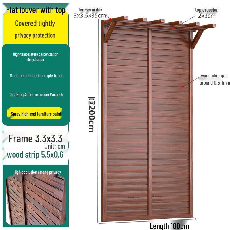 Outdoor Privacy Screen: Louvered Wood Fence for Gardens and Courtyards