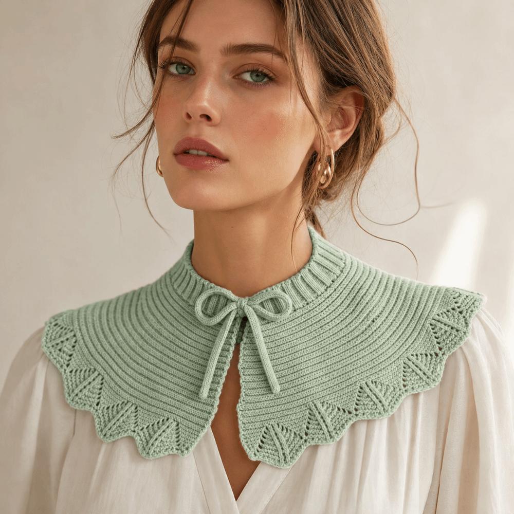Detachable Fake Collar Hollow Knitted Shawl Collar Accessory New Drawstring Sweater Collar Winter