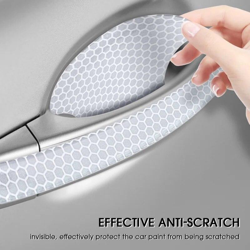 4 adesivi riflettenti per auto, maniglia della portiera, ciotola della portiera, antigraffio, resistente all'usura, micro-riflettente, protezione adesivo decalcomania
