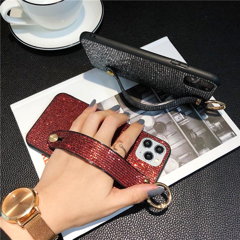 The Glitter Wristband Is Suitable For Apple 17Promax Hemming Iphone15 Mobile Phone Case 16 Protective Case Fashionable Women'S Models.