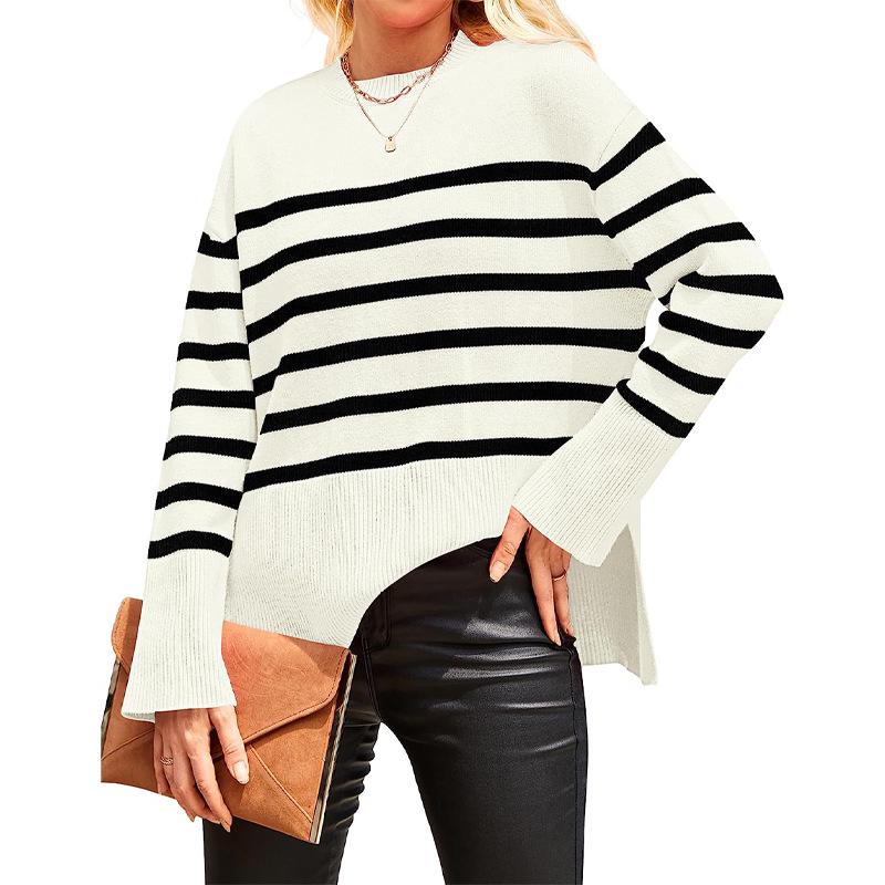 Women's Striped Knit Pullover Sweater - Autumn/Winter 2025 Collection