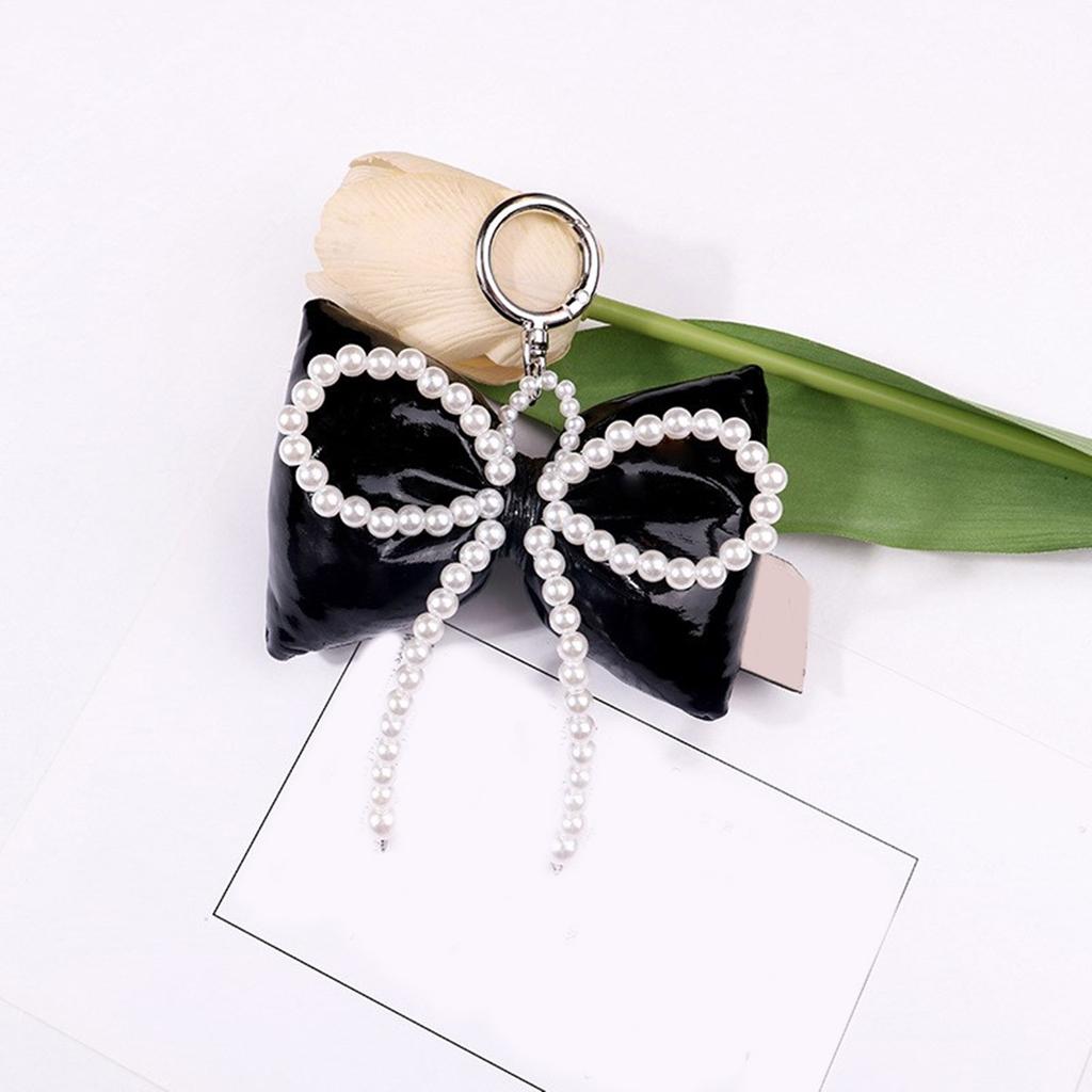 Handcrafted Leather Bowknot Keychain Elegant Keychain Pendant Unique Bag Decorations for Fashion forward Individuals