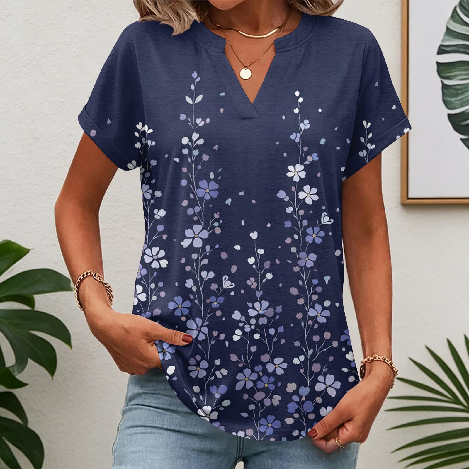 

Женские топы с коротким рукавом Летние футболки с V-образным вырезом Рабочие блузки Деловые туники L