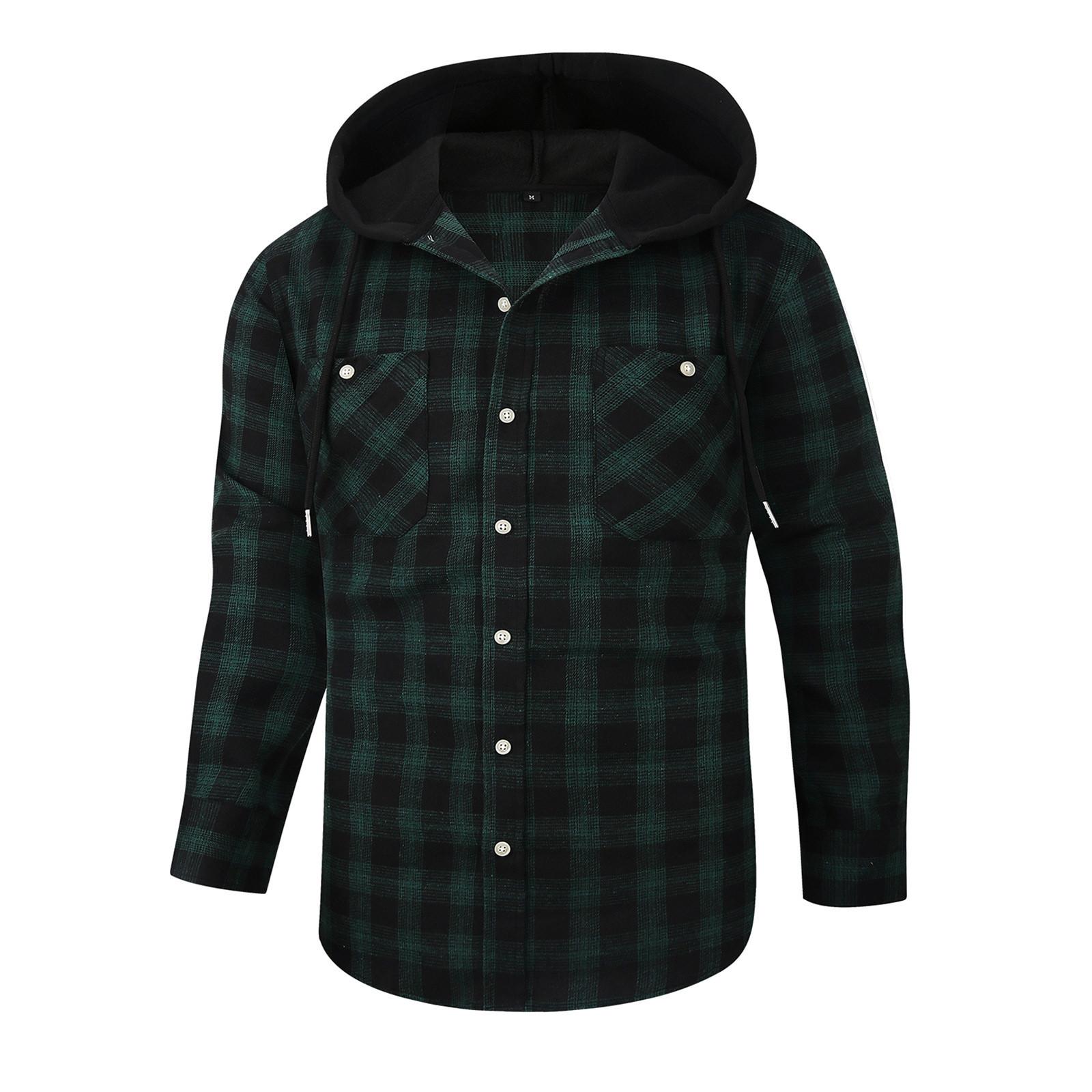 

Мужская рубашка на пуговицах, повседневные фланелевые клетчатые облегающие легкие топы с длинным рукавом и воротником-стойкой XXXL
