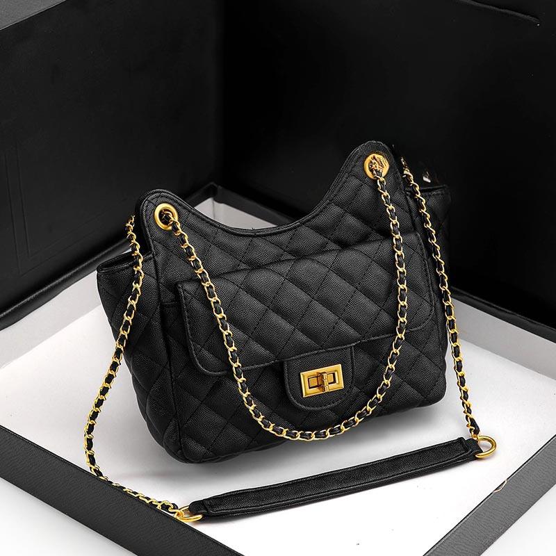 

Корейский новый стиль Маленькая сумка через плечо с бриллиантовой цепочкой с легким ароматом Женская универсальная повседневная с замком-пряжкой Подмышечная