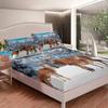 Deer Fitted Sheet Elk Antlers Cherry Blossom Branches Bedding Set Wildlife Animals Top Sheet for Boys Girls Home Room Decoration