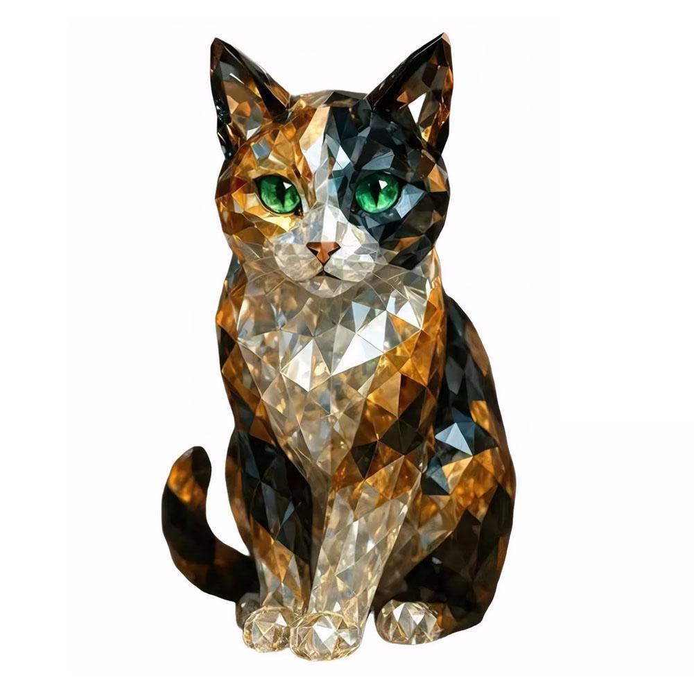 Creative Fake Crystal Cat/Dog Figurines Mini Collectible Art Clear Statue Resin Animal Artwork Sculpture for Home Office Decor