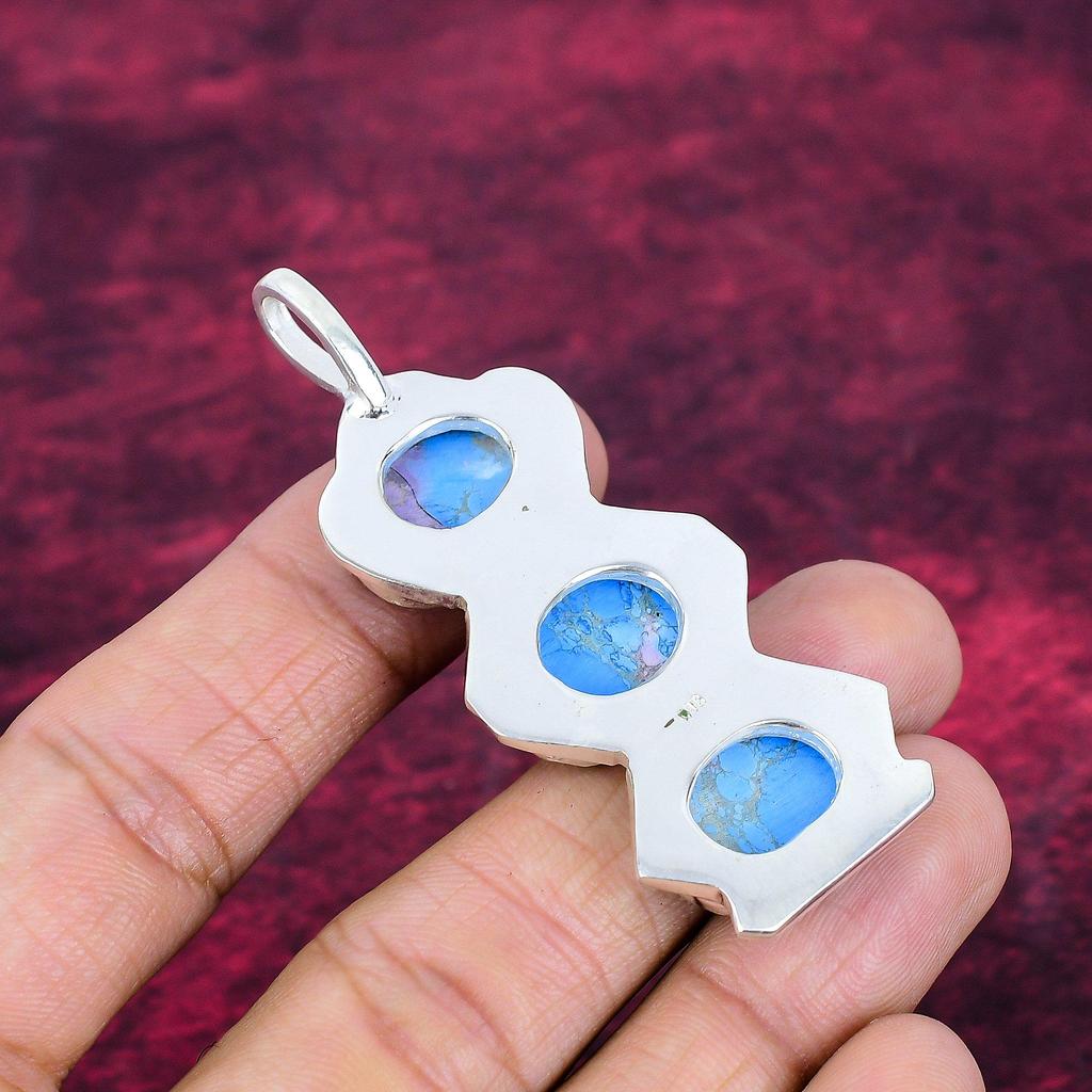 Blue Sea Sediment Jasper 925 Solid Sterling Silver Pendant, Handmade Gemstone Pendant Jewelry, Gifts For Wife Brand New Pendant