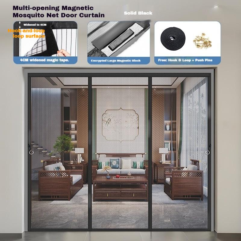 Magnetic Door Screen White Mosquito Net Customized Size Summer Insect Automatic Closing Suitable for Large Sliding Glass