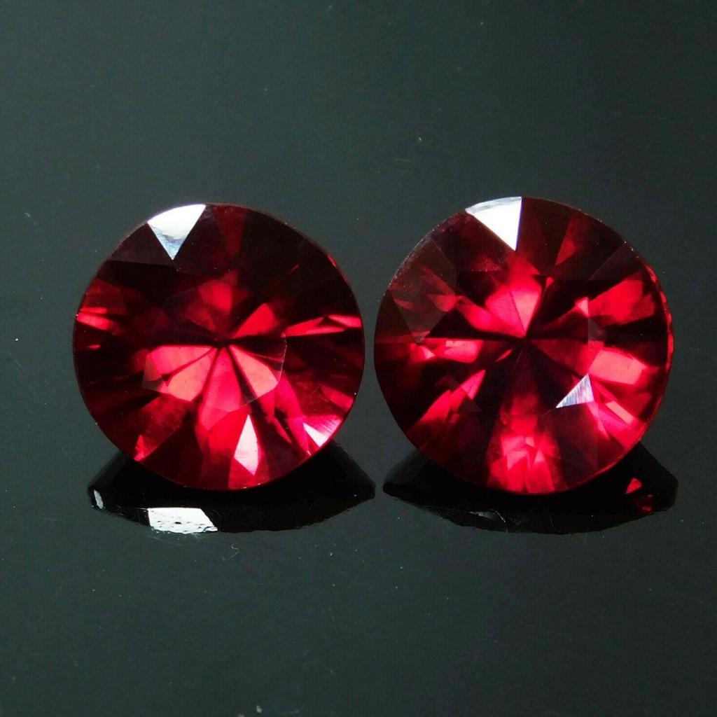 Natural Red Ruby Loose Gemstone 16.15 ct Round Shape Pair for Jewelry Making and Gem Collections