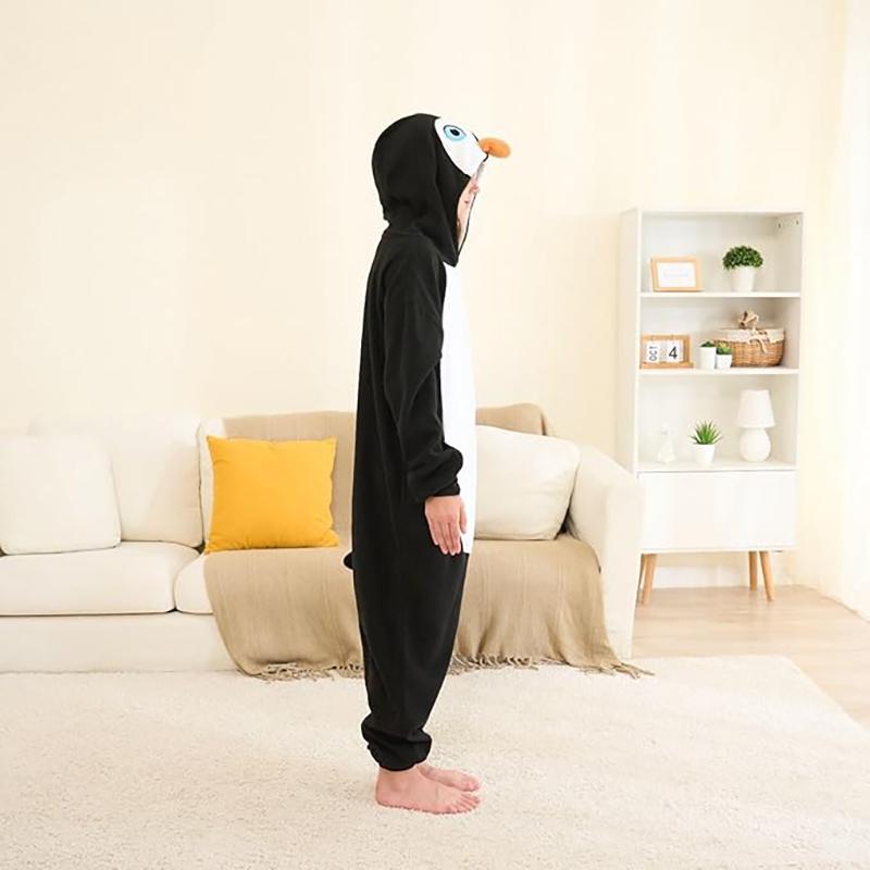 Pinguin Cosplay Kostüm für Halloween Weihnachtsoutfits Ganzkörper Pyjama Nachtwäsche Cartoon Jumpsuit