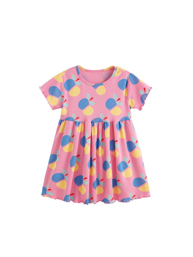 Malwee Girls' Summer Princess Dress - Stylish Printed Round Neck Short Sleeve for Kids