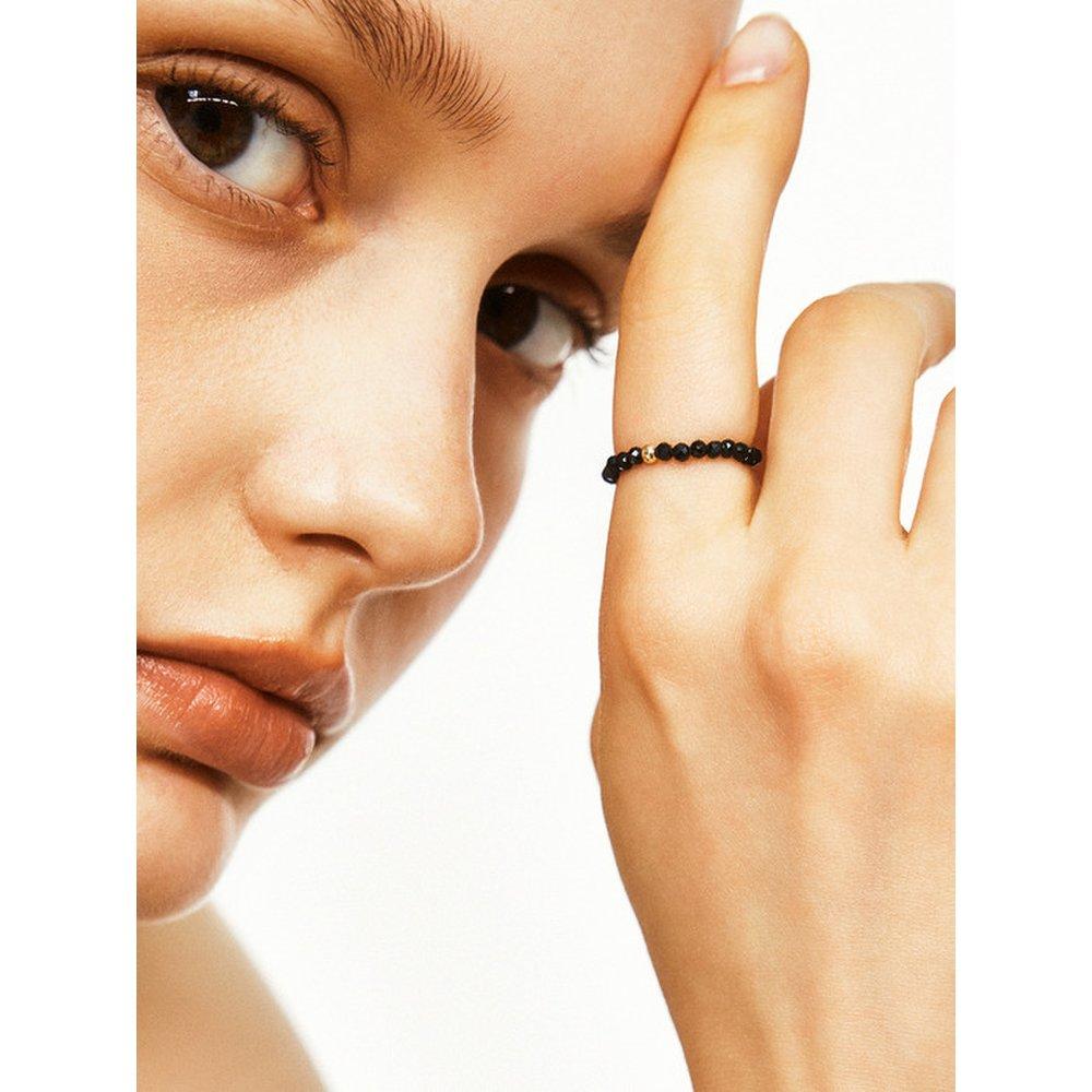 14K Black Spinel Gold Ball Ring (14K Gold) Lfr05 Free