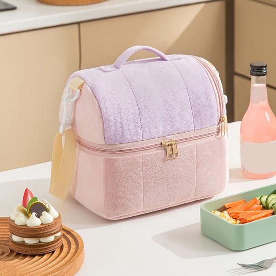 Commuter Lunch Bag with Adjustable Strap Double Layer Insulated Bag, Large Capacity Leakproof Thermal Cooler Food Storage for Work Water Resistant