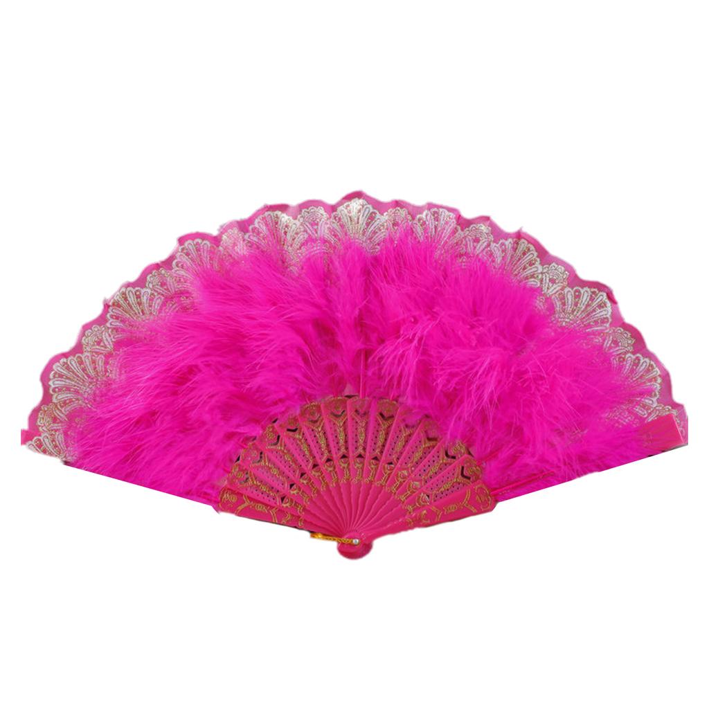 Elegant Lace Feathered Fan for Women 1920s Vintage Styles Flapper Folding Handheld Hand Fan for Cosplay Parties Event