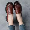 First Layer Cowhide High Heels Women's Retro Leather Shoes Muffin Heel Small Leather Shoes Genuine Leather Women's Shoes