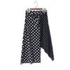 Korean Style Contrast Color Polka Dot Irregular Hollow-out Skirt