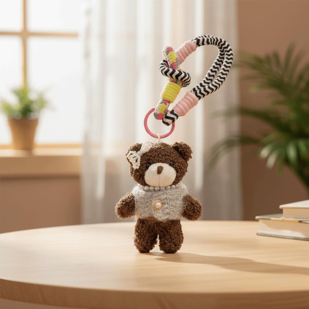 Cartoon Plush Bear Keychain Funny Key Ring Cute Bag Hanging Charms Girls