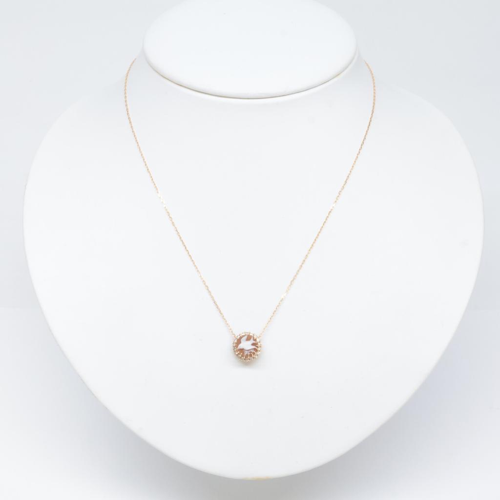 PARCELLE JEWELRY [Excellent Condition] 750 D0.25 Cameo Swallow Diamond Pendant Necklace Yellow GoldUsed