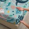 3pcs Playful Fitted Sheet Set Cute Animals Cartoon Style Ocean Creatures And Sea Plants Printed Bed Sheet With 2 Pillowcases