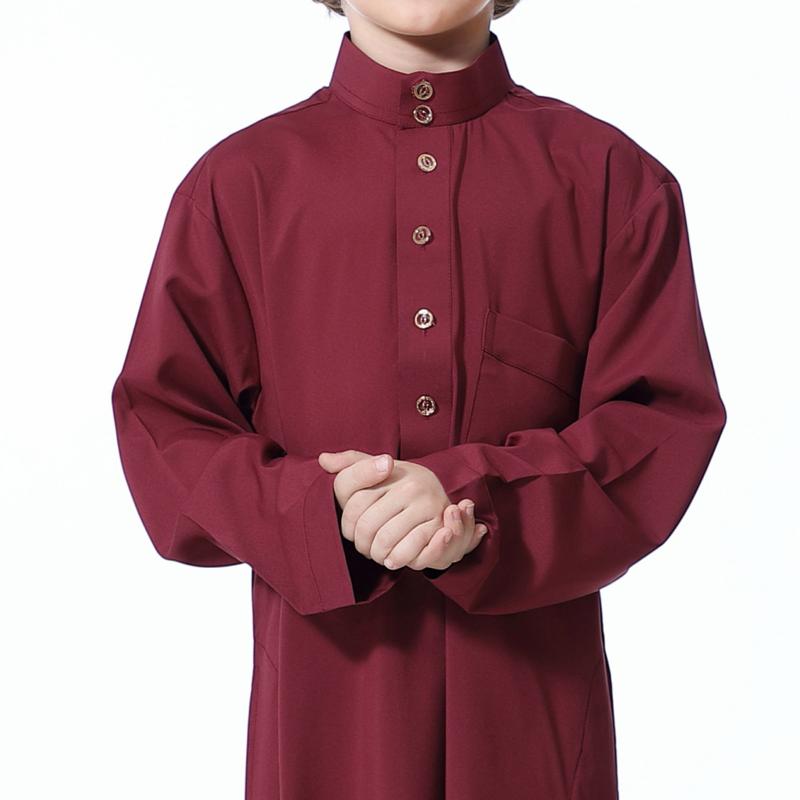Muslim Kids Boys Saudská Arabská Thobe Robe Top Kalhoty Kaftan Arab islámské oblečení