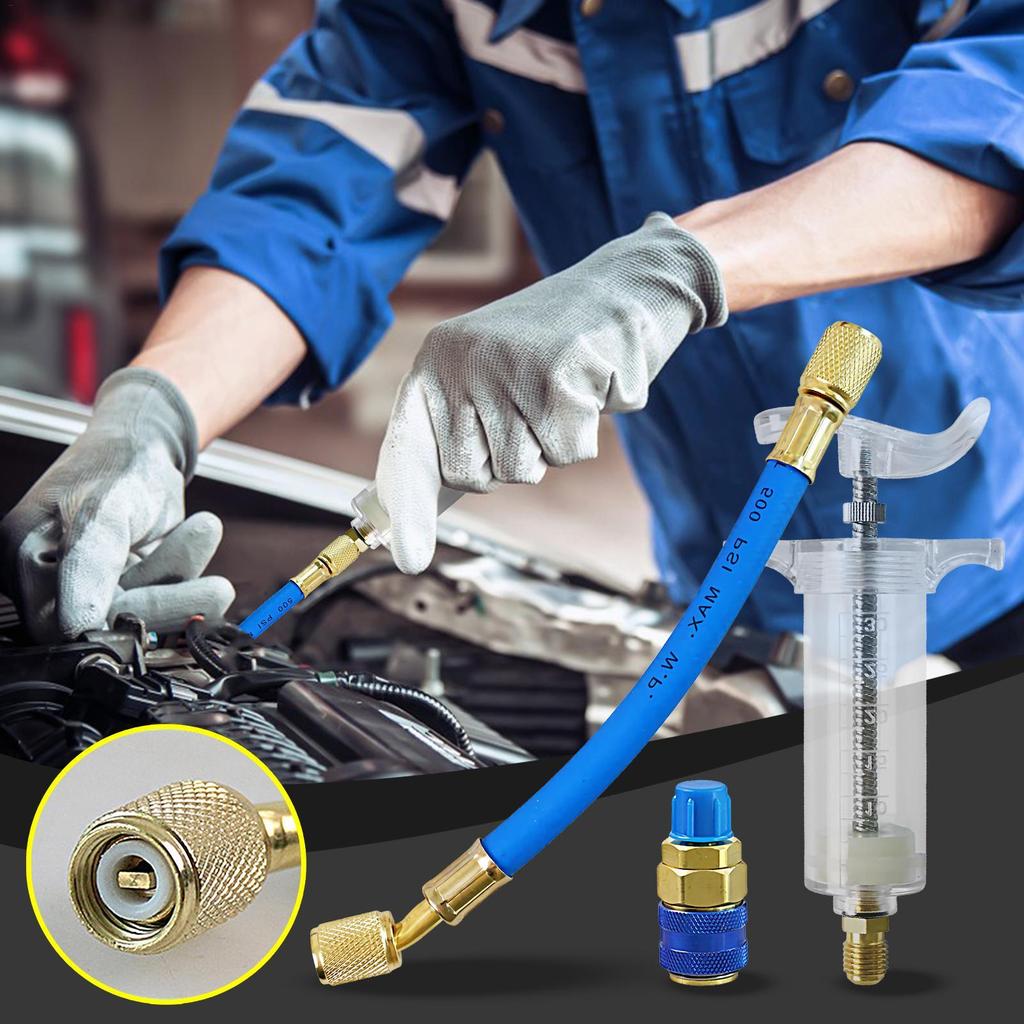 AC-Ölinjektorwerkzeug Fahrzeugkältemaschinenölbefüller Druckbeständiger Kältemittelinjektor für Wohnmobile, Automobile, LKW