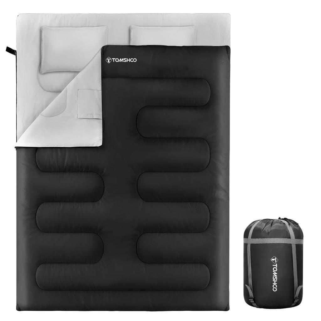 TOMSHOO Double Sleeping Bag with 2 Sleeping Envelope Thermal Waterproof Sleeping Disaster Sleeping In the Fully Comfortable Can Be Used In Fall and