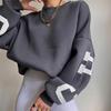 Women's Sweatshirt Stylish Print Long-sleeved Top Casual Thick Loose Pullover