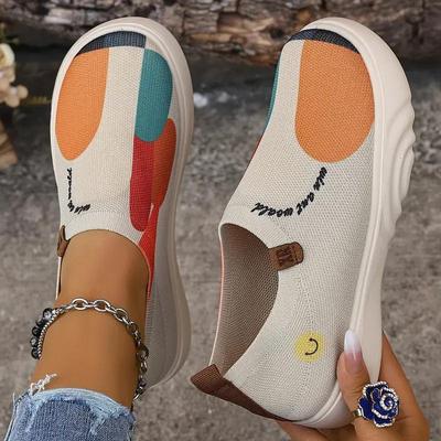 Damskie wsuwane sneakersy Nowe malowane buty codzienne na grubej podeszwie i damskie buty płaskie