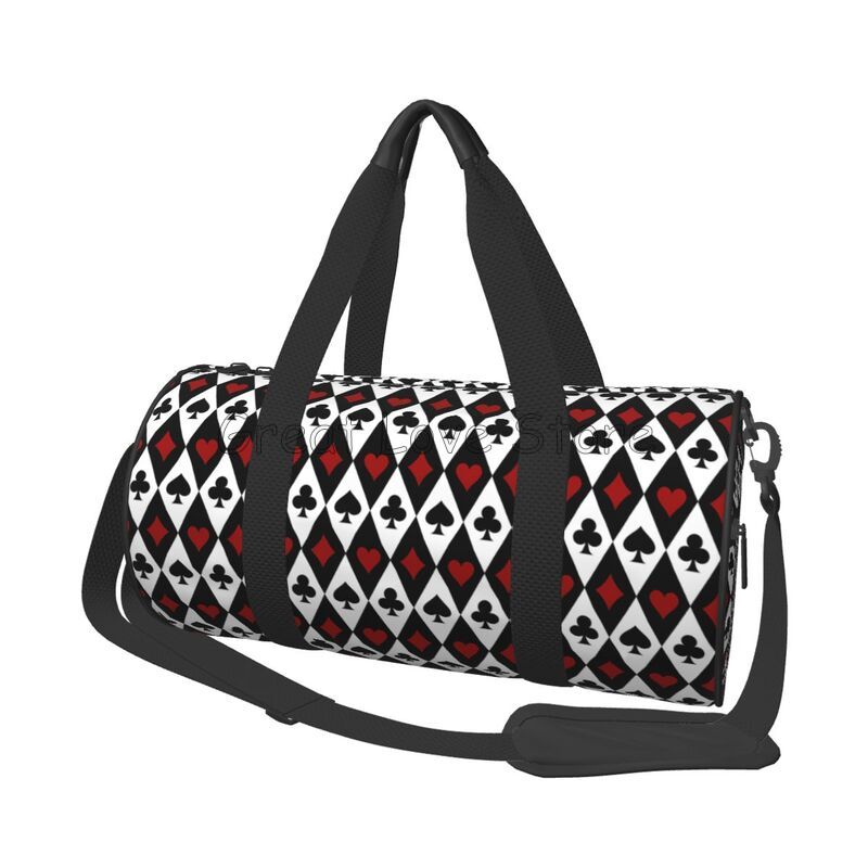 

Poker Aces Pattern Portable Sports Gym Yoga Bag Playing Cards Symbol Reusable Oxford Handbag Unisex Large Travel Fitness Bag