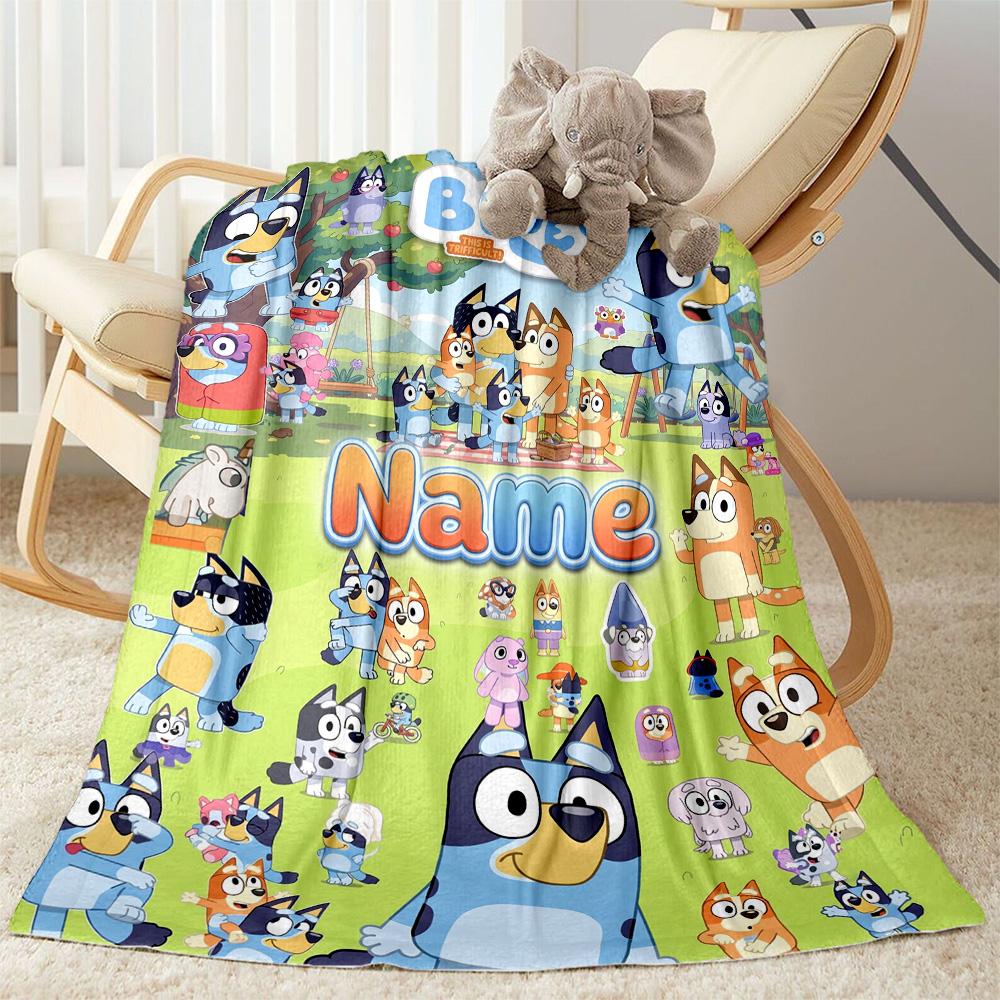 Bluey's Colorful Friends Customize Text Blanket Throw Customizable Blanket Warmthful Decor for Office Bed Chair Sofa Ideal for All Seasons