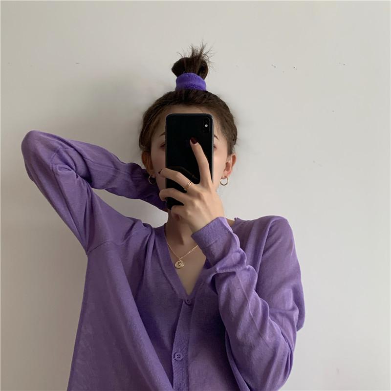 Fashion Summer Long Sleeve Cardigan Thin Knitted Sunscreen Shirt J171