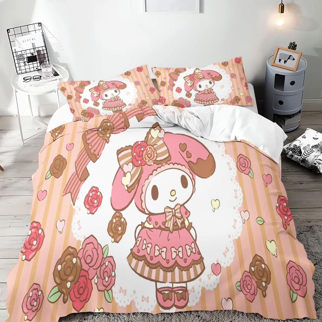 My Melody Sanrio Series Bedding Set Comforte Luxus 3-Piece 1 Quilt Cover  Exquisite Birthday Gift 100% Polyester Home Decor