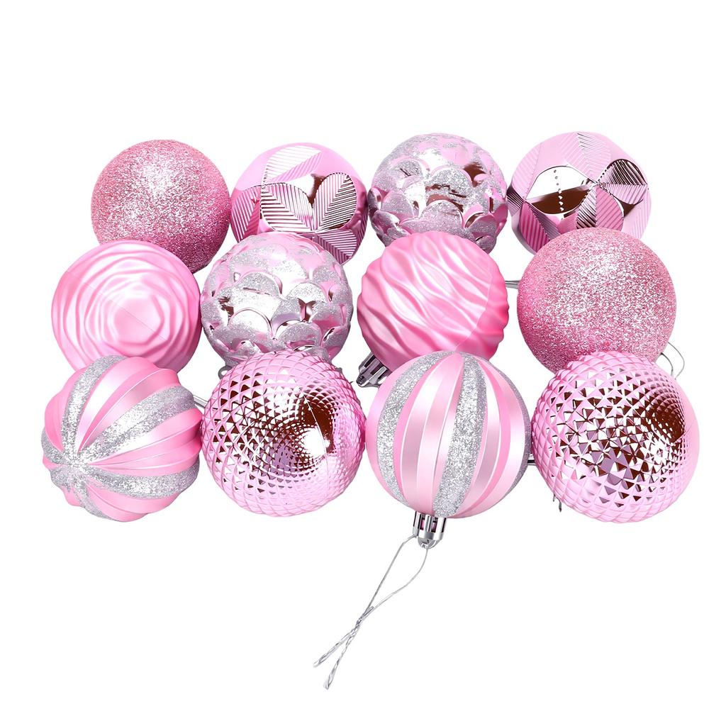 12PCS Xmas Tree Ball Decorations 6cm Holiday Hanging Ball with Rope for Garland Door Window Desk Arrangement