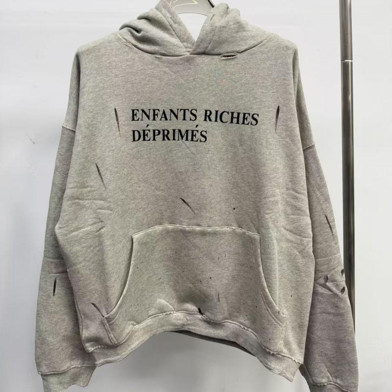 Oversized Distressed Hoodie With Bold Letter