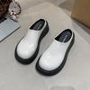 Platform loafers women's spring and autumn 2025 new fashion British college style increases height and thinness, one pedal small leather shoes