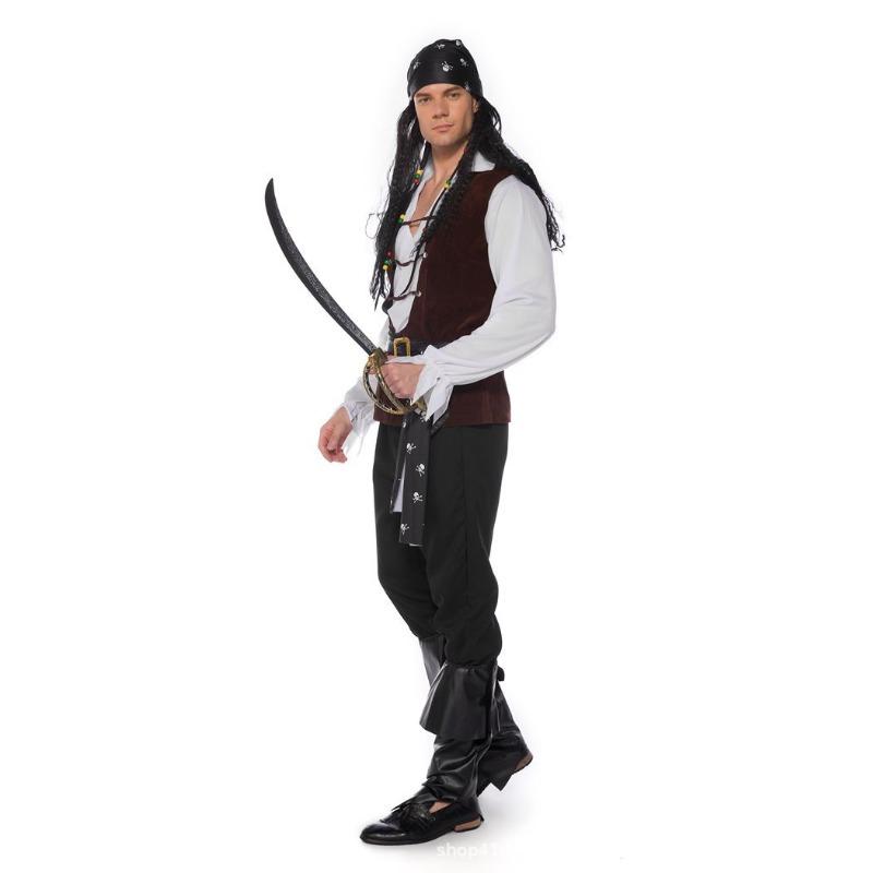 Men Pirate Captain Cosplay Costume Jack Sparrow Style for Halloween Masquerade