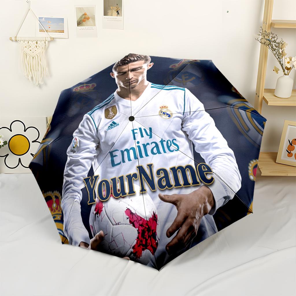 Cristiano Ronaldo Customize Text Umbrella Automatic Umbrella with 8-Rib Foldable Design for Outdoor Daily Use Fashion Lovers