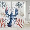 Blue Lobster Sea Life Shower Curtain 160x180cm Nautical Theme Bathroom Decor Ocean Animal Print Waterproof Curtain