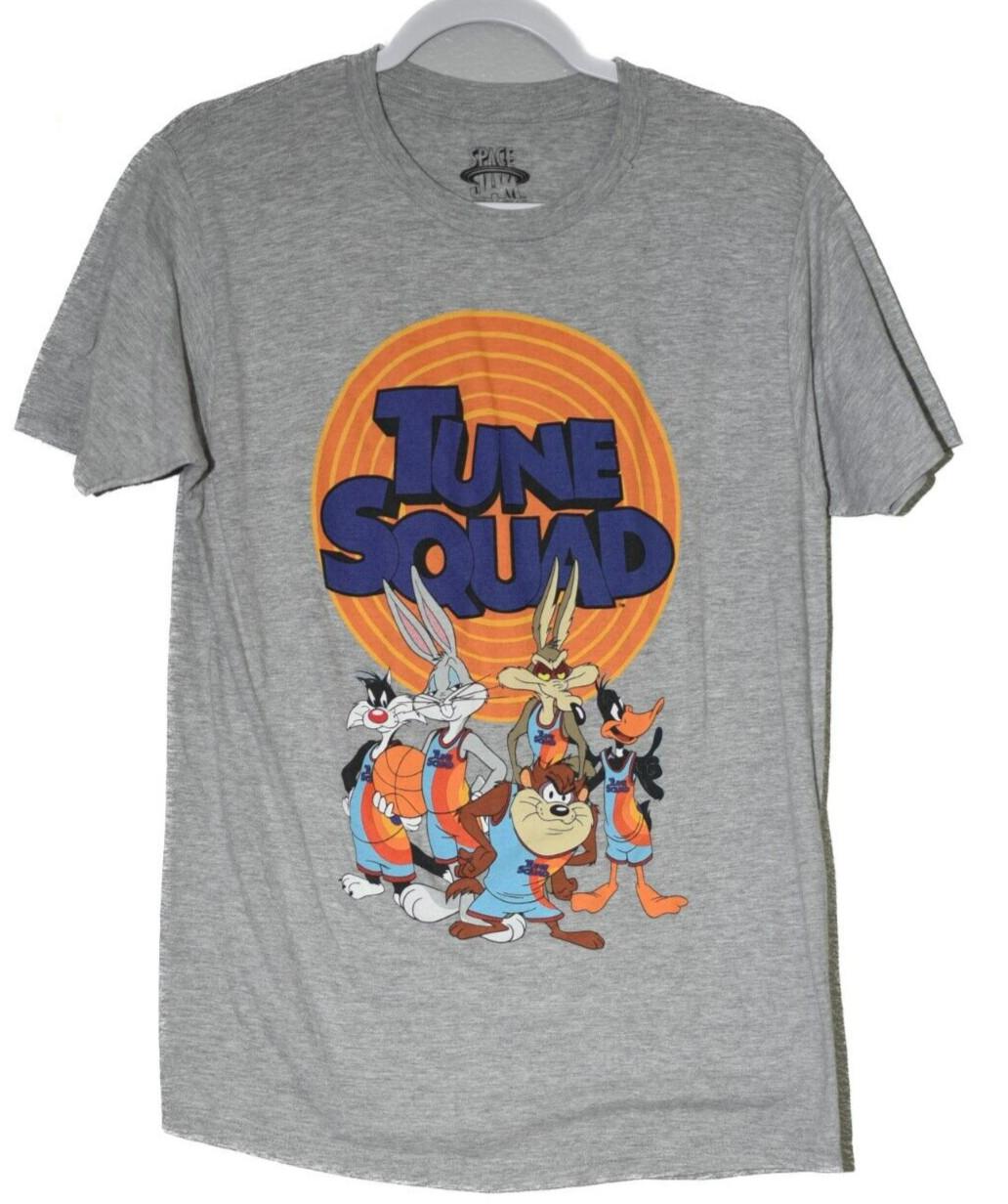 Space Jam Mens Gray Cotton T-Shirt Official Tune Squad Graphic Short Sleeve Sz M M
