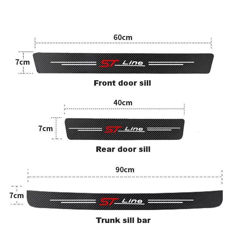 Bildekströskelskydd Bagageutrymmesskydd Pedal Anti-repa Dekaler Klistermärken Skydd För Ford st line stline fiesta STLINE